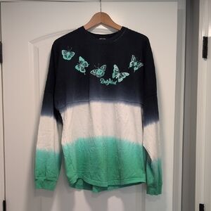 Daytrip Black White Green Butterfly Dip-Dye Sweater
